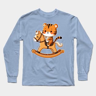 Cute tiger ride rocking horse Long Sleeve T-Shirt